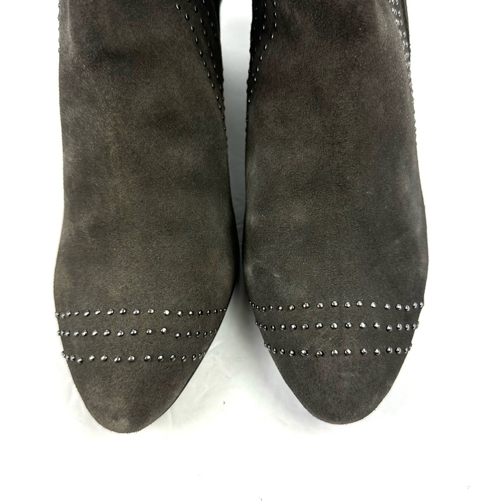 Diba Ankle Boots 9 Gray Studded Suede Leather Slip On Bootie Womens New - Picture 3 of 12
